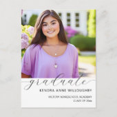 Einfach elegantes Foto Homeschool Grad Vielen Dank Postkarte (Vorderseite)