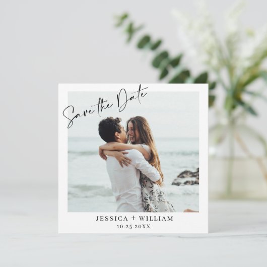 Einfach elegantes Foto Moderne Hochzeit Save The Date (Stehend Vorderseite)
