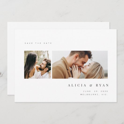 Einfach elegantes Foto reinigen Save The Date (Vorne/Hinten)