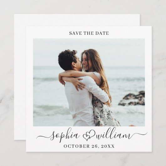 Einfach elegantes Foto Wedding Hearts Simple Moder Save The Date (Vorne/Hinten)