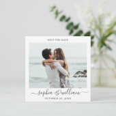 Einfach elegantes Foto Wedding Hearts Simple Moder Save The Date (Stehend Vorderseite)