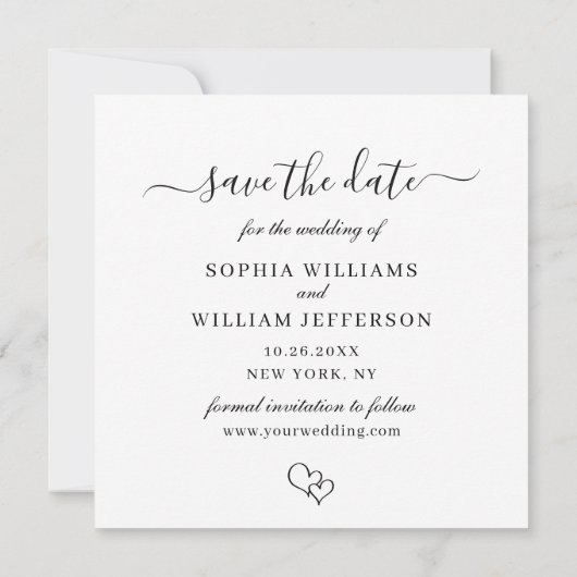 Einfach elegantes Foto Wedding Hearts Simple Moder Save The Date (Rückseite)