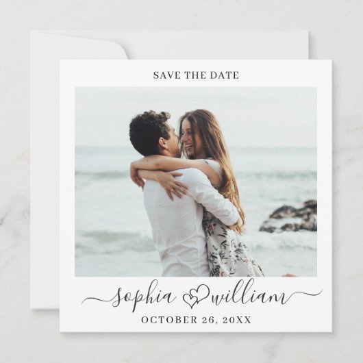 Einfach elegantes Foto Wedding Hearts Simple Moder Save The Date (Vorderseite)