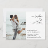 Einfach elegantes Foto Wedding Hearts Simple Moder Save The Date (Vorderseite)