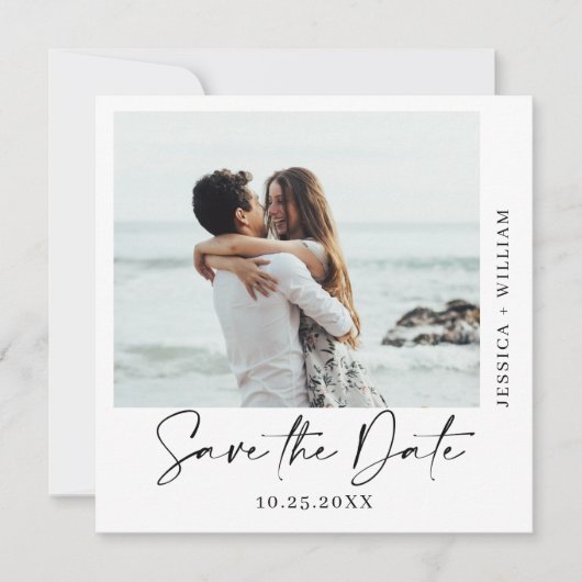 Einfach elegantes Foto Wedding Hearts Simple Moder Save The Date (Vorderseite)