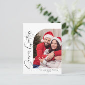 Einfach Elegantes FOTO Weihnachten Gruß Postkarte (Stehend Vorderseite)