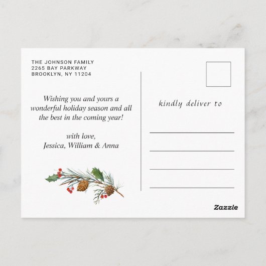 Einfach Elegantes FOTO Weihnachten Gruß Postkarte (Rückseite)