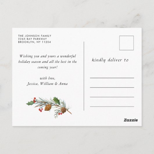 Einfach Elegantes FOTO Weihnachten Gruß Postkarte (Rückseite)