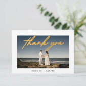 Einfach elegantes Frame Gold Foto Dankeskarte (Stehend Vorderseite)