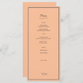 Einfach elegantes Fuzzy Peach mit Border Menükarte (Vorne/Hinten)