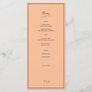 Einfach elegantes Fuzzy Peach mit Border Menükarte