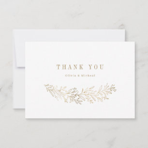 Einfach elegantes goldvergoldetes botanisches Dank Dankeskarte