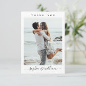 Einfach elegantes Hochzeitsherz Foto Dankeskarte (Stehend Vorderseite)