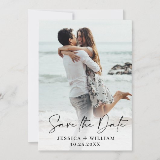 Einfach elegantes Hochzeitsimples Save the Date Fo (Vorderseite)