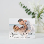 Einfach elegantes Hochzeitsimples Save the Date Fo Postkarte (Stehend Vorderseite)