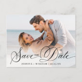 Einfach elegantes Hochzeitsimples Save the Date Fo Postkarte (Vorderseite)