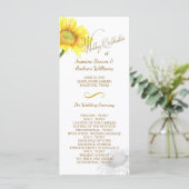 Einfach elegantes Hochzeitsprogramm für Sonnenblum Programm (Stehend Vorderseite)