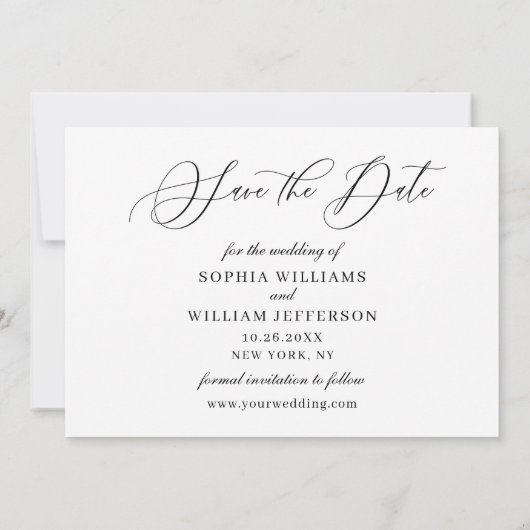 Einfach elegantes Hochzeitssemble-FOTO Save The Date (Rückseite)