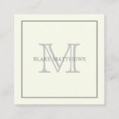 Einfach elegantes Ivory Gray Custom Monogramm Quadratische Visitenkarte (Vorderseite)