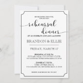 Einfach elegantes Kalligraphie-Proben-Abendessen Einladung (Vorderseite)