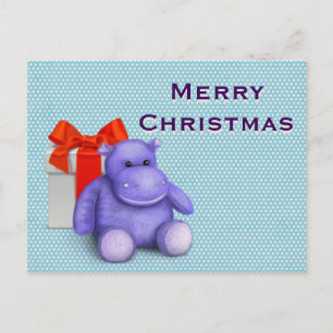Einfach Elegantes Kinder-Teddy-Hippo Frohe Weihnac Feiertagspostkarte