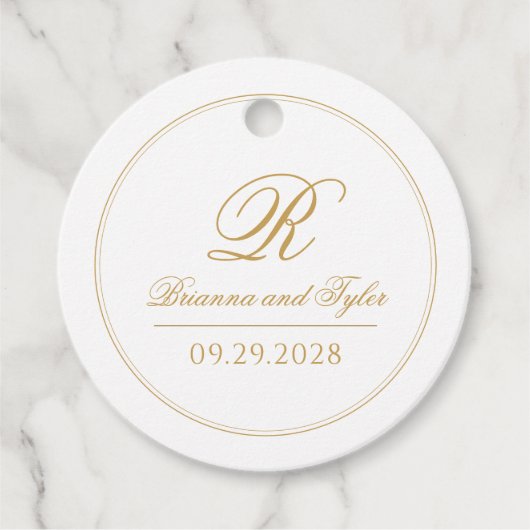 Einfach elegantes klassisches GoldWedding Monogram Geschenkanhänger (Vorderseite)