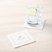 Einfach elegantes klassisches GoldWedding Monogram Rechteckiger Pappuntersetzer (Vor Ort)