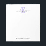 Einfach elegantes klassisches Lila Monogramm Notizblock<br><div class="desc">Dieses personalisierte Notizblock zeichnet sich durch ein elegantes klassisches Design für Ihr persönliches oder geschäftliches Monogramm aus. Ihr voller Name erscheint in eleganter Sans Serif Typografie am unteren Rand der Notenkarte. Es ist einfach,  den Beispieltext durch eigene Informationen auf der Personalisierungsvorlage zu ersetzen.</div>