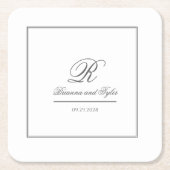 Einfach elegantes klassisches Wedding Monogramm Rechteckiger Pappuntersetzer (Vorderseite)