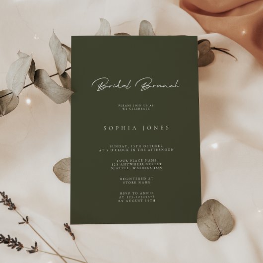 Einfach elegantes Minimalistisches Bridal Brunch E Einladung
