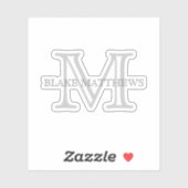Einfach elegantes Monogramm für Gray Personal Aufkleber (Blatt)
