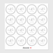 Einfach elegantes Monogramm Moderne Hochzeit trans Aufkleber (Blatt)