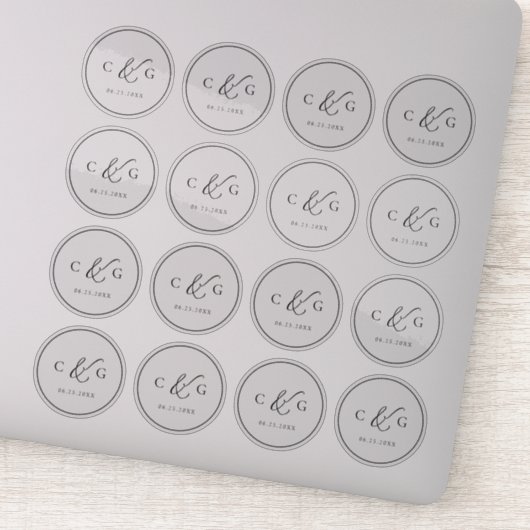Einfach elegantes Monogramm Moderne Hochzeit trans Aufkleber (Detail)