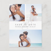 Einfach elegantes Multi-Foto Save the Date Ankündigungspostkarte (Vorderseite)