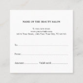 Einfach Elegantes Rotes Herz Weißer Schönheitssalo Quadratische Visitenkarte (Rückseite)