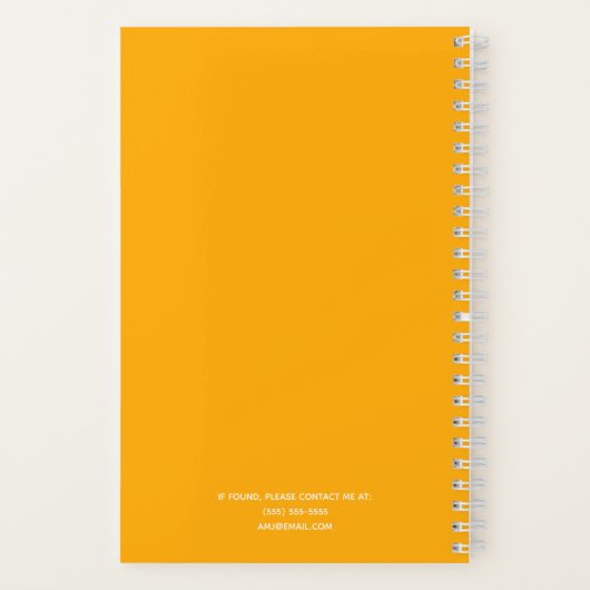 Einfach elegantes Safron Gelb Personalisiert 5.5x8 Notizblock (Rückseite)