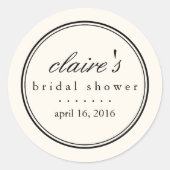 Einfach elegantes Schwarz-Creme-Brautparty Runder Aufkleber (Vorderseite)