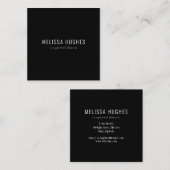 Einfach elegantes Schwarz-Weiß-Quadrat Quadratische Visitenkarte (Vorne/Hinten)