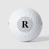 Einfach elegantes Schwarz-weißes Monogram Stilvoll Golfball (Vorderseite)