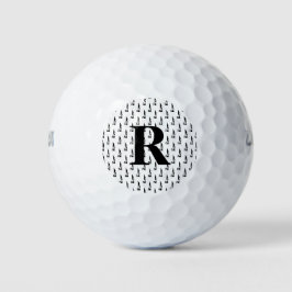 Einfach elegantes Schwarz-weißes Monogram Stilvoll Golfball