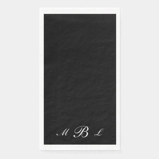 Einfach elegantes Schwarzes Script Monogram Serviette (Vorderseite)