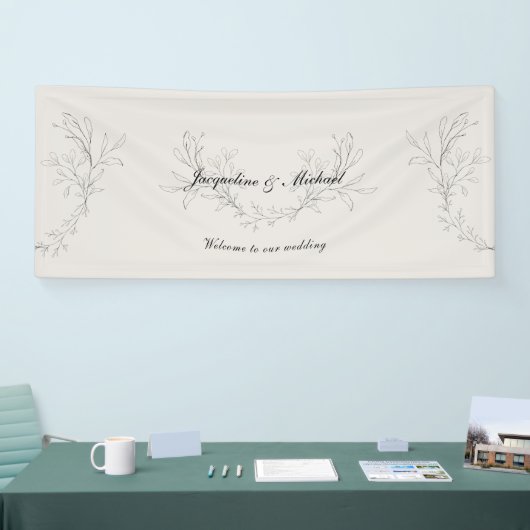 Einfach elegantes Script Cream Willkommen bei unse Banner (Messe)