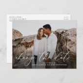 Einfach elegantes Skript-Foto Ändern des Datums Ankündigungspostkarte (Vorne/Hinten)