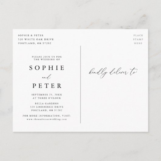 Einfach elegantes Skript-Foto Ändern des Datums Ankündigungspostkarte (Rückseite)