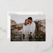 Einfach elegantes Skript-Foto Save the Date Folie Einladungspostkarte (Vorderseite/Rückseite)