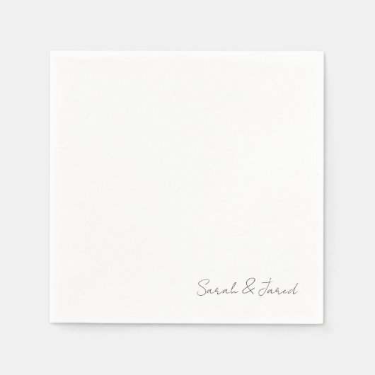 Einfach elegantes Skript-Namen White Wedding Cockt Serviette (Vorderseite)