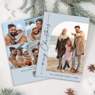 Einfach Elegantes Stylisches 5 FOTO Weihnachtsgruß Feiertagskarte