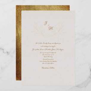 Einfach Elegantes Taupe & Metallic Gold Folieneinladung