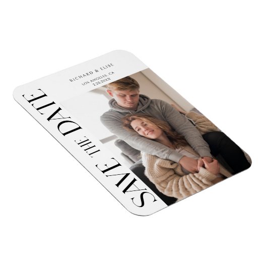 Einfach elegantes Typografie-Foto Save the Date Magnet (Rechte Seite)