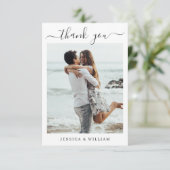 Einfach elegantes Wedding Hearts einfaches Foto Dankeskarte (Stehend Vorderseite)